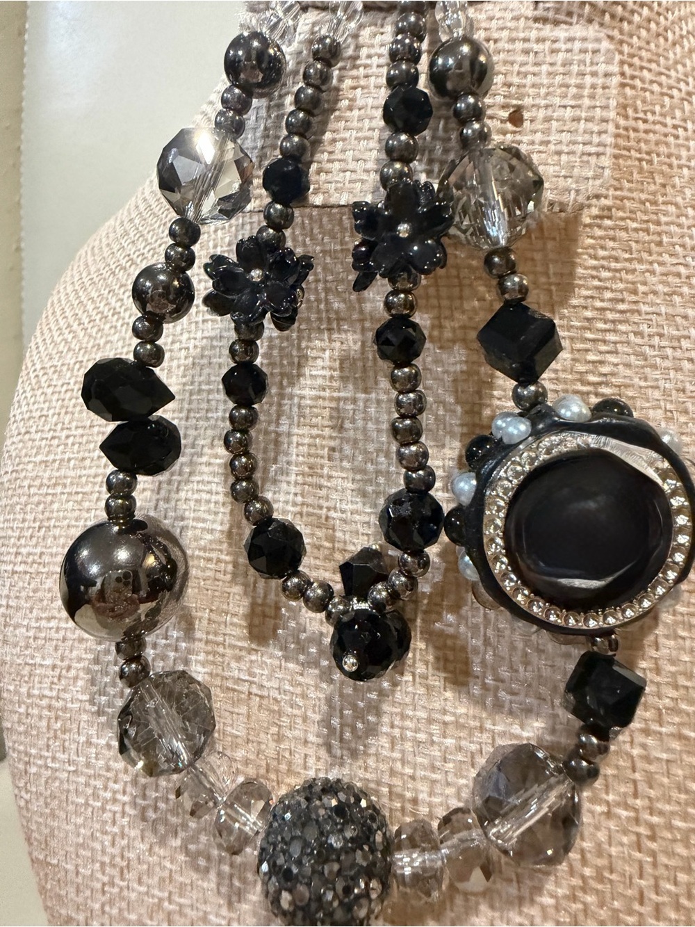 New Handmade Black and Silver Bag Charm or Phone Charm